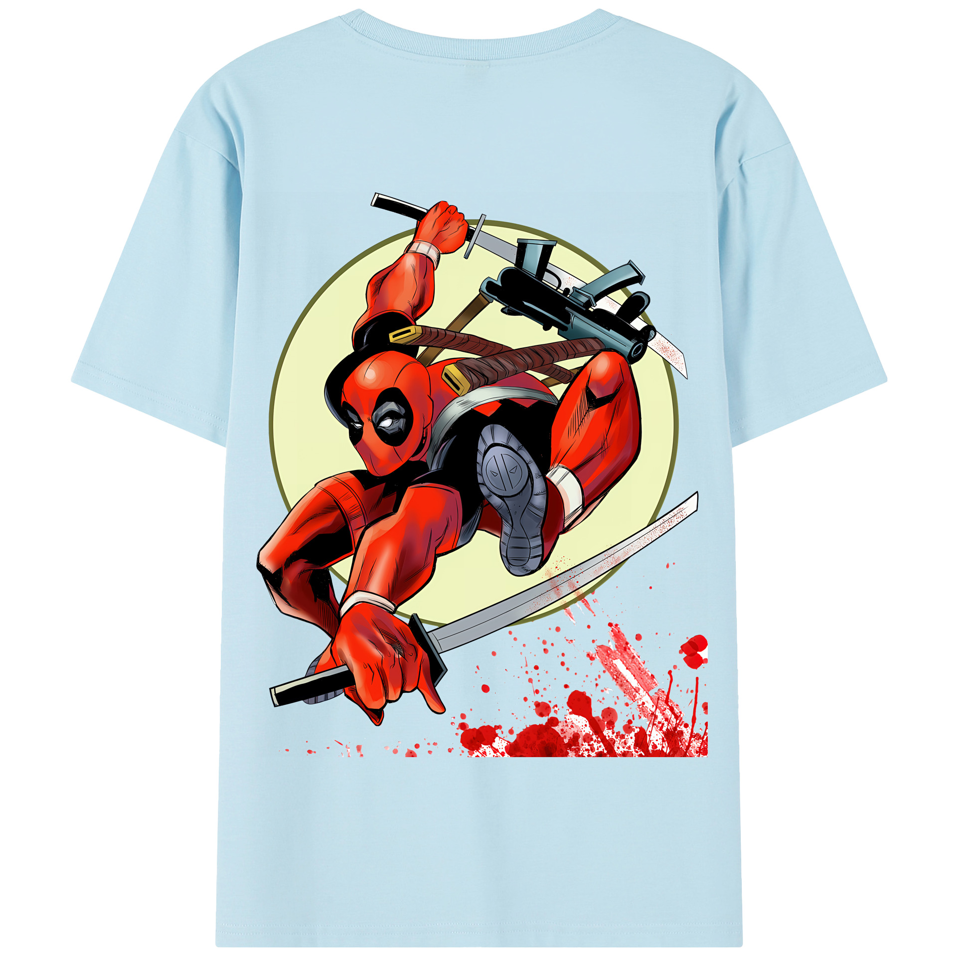 （画像用） Deadpool デッドプール 綿100％半袖Tシャツ（背面プリント）